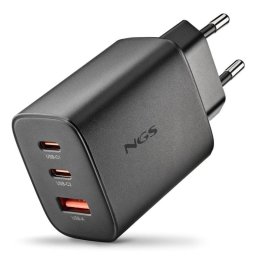 Cargador de pared NGS ERA 65W Black GaN 2xUSB-C 1xUSB-A Carga Rápida Universal
