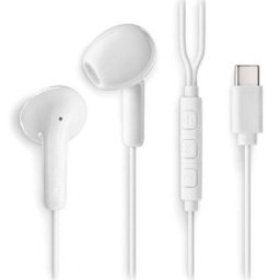 Auriculares NGS Cross Glide con cable USB-C, micrófono y control multifunción, blancos