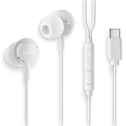 Auriculares NGS Cross Step con cable USB-C con micrófono y botón multifunción blancos