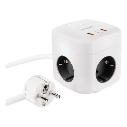 Base múltiple Nanocable 10.37.0011 GaN PPS 3 enchufes 3 USB PD 20W cable 1,4 m blanco