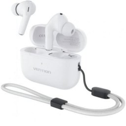 Auriculares Vention Echo Lite E11 Pro inalámbricos Bluetooth con Cancelación de Ruido y estuche de carga USB-C, blancos