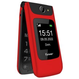 Teléfono móvil Funker C200 Comfort 4G tapa doble pantalla HD botón SOS rojo
