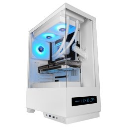 Mars Gaming Mc-pulsar Caja Gaming Atx Pantalla Lcd Doble Cristal Templado Frontal Y Lateral Blanco