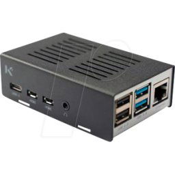 KKSB CASE 60627 - Carcasa para Raspberry Pi 4, aluminio/acero, plateado/negro