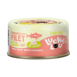 Lucky Lou Extra Food en gelatina 12 x 70 g - Filete de atún con gambas