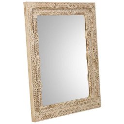Espejo Madera Tallada Rustica 80 X 100 Blanco Decape Arretia