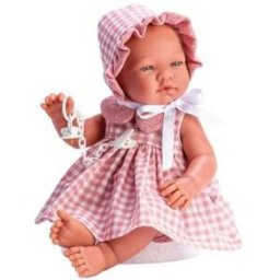 Muñeca Así 43 cm - María con vestido a cuadros rosa con pololo y cu