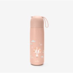 Botella Térmica de acero con asa de silicona Rosa 400ml Nuvita