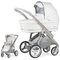 Cochecito Bebecar Minipop Duo KP453 Color Blanco Chasis Cromado Gris