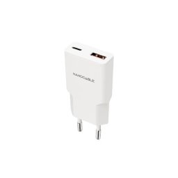 Cargador Nanocable 25W USB-C Power Delivery y USB-A Quick Charge Blanco