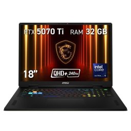 Portátil MSI Vector 18 HX AI A2XWHG-878XES 18" Intel Core Ultra 9 275HX 32GB 1TB SSD RTX 5070 Ti FreeDOS