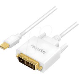 LOGILINK CV0137 - Conector Mini DisplayPort 1.2 a conector DVI 24+1, 1080p, blanco