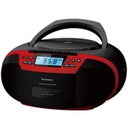 Radio CD portátil Sunstech CXUM54BTRD con cassette, Bluetooth y USB, rojo