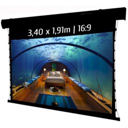 Kimex Pantalla de Proyección Motorizada Tensionada 3.40x1.91m Formato 16:9 Wi-Fi Negra