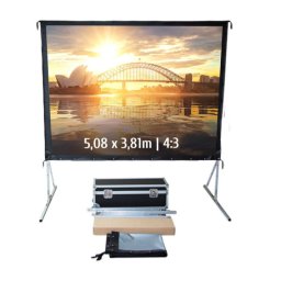 Kimex Pantalla de Proyección Móvil de Marco Plegable 5.08x3.81m Formato 4:3 Tela de Retroproyección