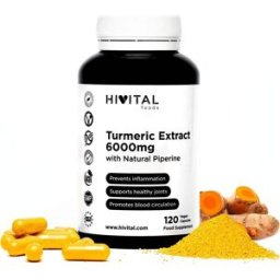 Hivital Foods Cúrcuma 6000 mg Extracto al 95% con Pimienta Negra 120 cáps