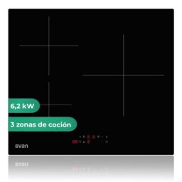 Placa de inducción Svan SI3602B Integrada 3 Zonas 50 cm Cristal Negro