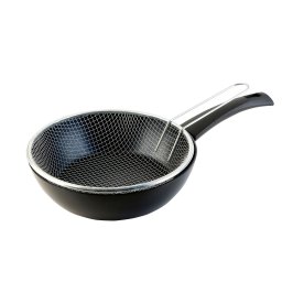 WECOOK! Ecogreen Sartén Freidora con Cestillo Inducción, 20 cm, Aluminio Prensado, Antiadherente Ecológico Xylan Plus sin PFOA, Full Induction, Protector de Tela, Vitrocerámica, Gas, Eléctrica