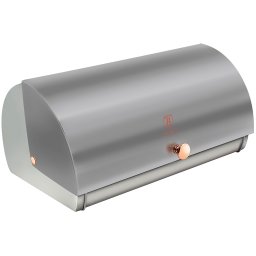 Berlinger Haus Moonlight Panera de Mesa para Guardar Pan, Tapa Deslizante, Contenedor para Almacenamiento Pan y Bollería, Acero Inoxidable, Diseño Moderno, Bread Box, Gris / Inox