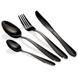 Berlinger Haus Black Mirror Cubertería Negra Completa 24 Piezas Acero Inoxidable, Juego Cubiertos 6 Personas, Hogar, Camping, Hoteles, Acabado Espejo Pulido Brillante, Diseño Moderno y Elegante