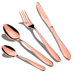 Berlinger Haus Rose Gold Mirror Cubertería Dorada Completa 24 Piezas Acero Inoxidable, Juego Cubiertos 6 Personas, Camping, Hostelería, Acabado Brillante, Diseño Moderno y Elegante, Oro Rosa