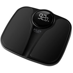 Adler AD8172B Báscula de Baño Digital Eléctrica, Alta Precisión, Pantalla LED, hasta 180Kg, Diseño Moderno, Apagado Automático, Superficie Antideslizante, Negro