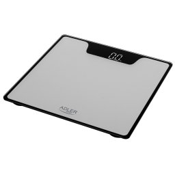 Adler AD8174S Báscula de Baño Digital, Alta Precisión, Pantalla LED, hasta 180Kg, Diseño Moderno, Apagado Automático, Vidrio Templado Color Plata