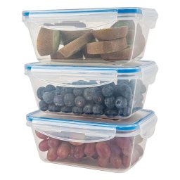 Classbach Juego 3 Recipientes Plástico con Tapa, 100% Herméticos, Fiambrera Comida, Tuppers, Contenedor Meal Prep Almacenamiento Adecuados Lavavajillas, Microondas, Congelador, C-FHD 4006 K