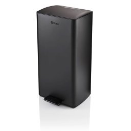 Swan Stealth SWKA3030BLKN Cubo de Basura 30 Litros con Pedal, Tapa con Cierre Suave, Metálico, Cubo Interior Extraíble de Plástico, Diseño Moderno, Negro Mate