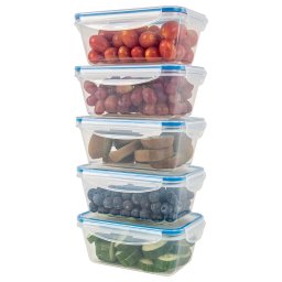 Briebe Juego 5 Recipientes Plástico con Tapa, 100% Herméticos, Fiambrera Comida, Tuppers, Contenedor Meal Prep Almacenamiento Adecuados Lavavajillas, Microondas, Congelador