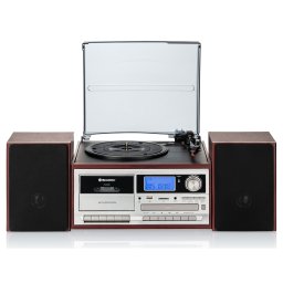 Roadstar HIF-8892EBT Minicadena de Música Hi-FI Tocadiscos 33/45/78 rpm, Radio Digital PLL FM, Reproductor CD-MP3, Cassette, Bluetooth, USB Función Grabación, Tarjeta SD, Mando a Distancia, Madera