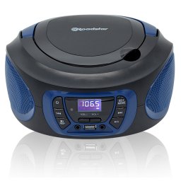 Roadstar CDR-365U/BL Radio CD Player Portátil Digital FM PLL, Boombox Reproductor CD, CD-R, CD-RW, CD-MP3, Puerto USB, Stereo, AUX-IN, Salida de Auriculares, Negro / Azul
