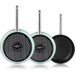 Magefesa Nordic Juego 3 Sartenes Inducción 22-26-30 cm, Antiadherente Libre PFOA, Mango Acero Inox. Profesional, Esmalte Exterior Verde, Diseño Vintage Retro, Acero Vitrificado ECO