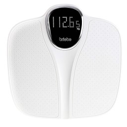 briebe Báscula de Baño Digital, Alta Precisión, Pantalla LCD, hasta 180Kg, Diseño Moderno, Encendido y Apagado Automático, Superficie Antideslizante, Modo Pesaje Bebés, Blanco, SC1125W