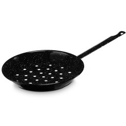 briebe Sartén Castañera Inducción 28 cm Asar Castañas, Acero Esmaltado, Apta para Vitrocerámica, Fuego, Gas, Horno, Levante Negro Jaspeado
