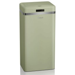 Swan Retro Cubo de Basura Cocina Automático, Sensor de Movimiento, 45 Litros, Metálico, Papelera Inteligente de Reciclaje Gran Capacidad, Diseño Vintage, Verde
