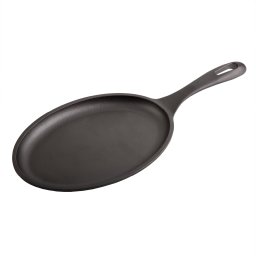Victoria Sartén Fajitas Hierro Fundido Curado Inducción 25x18cm, Apta Fuego, Barbacoa, Horno, Vitrocerámica, Gas, Cast Iron Skillet Curada para Crear Antiadherente Libre de Tóxicos sin PTFE ni PFOA