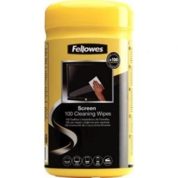 Toallitas Fellowes 9183101 para Pantallas, Biodegradables, Pack de 6 x 100 Unidades