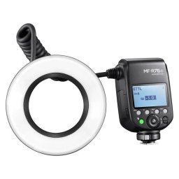Flash anular Godox MF-R76C TTL HSS para Canon con control independiente y batería de alta capacidad