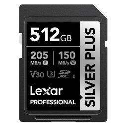 Memoria flash Lexar Silver Plus SDXC 512GB UHS-I V30 205MB/s 150MB/s resistente