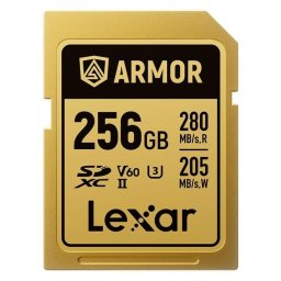 Tarjeta SD Lexar ARMOR GOLD 256GB UHS-II V60 IP68 acero inoxidable