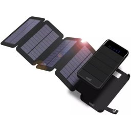 Power Bank Solar COOL 10.000 mAh con 4 Paneles y 4 Puertos USB Negra