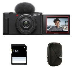 Cámara Compacta Sony ZV-1F 20MP 20mm WiFi Micrófono 3 Cápsulas Negra Kit SD 8GB y Funda