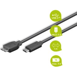 GOOBAY 67996 - Cable USB 3.0, conector B a conector C, 1 m