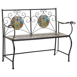 Banco De Forja Negro y Ceramica de Colores Serie Aremt