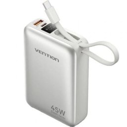 Powerbank Vention FHGN0 20000mAh 45W USB-C USB-A Cable Integrado Beige