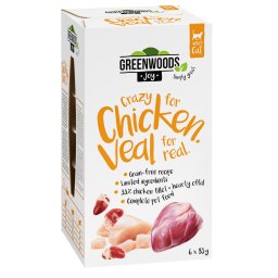 Greenwoods Joy filete de pollo con ternera en tarrinas para gatos 6 x 85 g