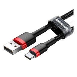 Cable USB Baseus Cafule 2m USB-A a USB-C 2A Nylon Reforzado Negro/Rojo