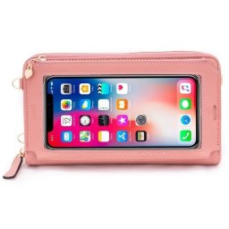 Funda para móvil Cool Universal Bag Horizontal Poliéster Rosa con ventana táctil para smartphones hasta 6.7