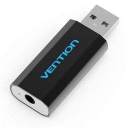 Tarjeta de Sonido Vention VAB-S15-B USB Aluminio Negro Jack 3.5mm Niquelado